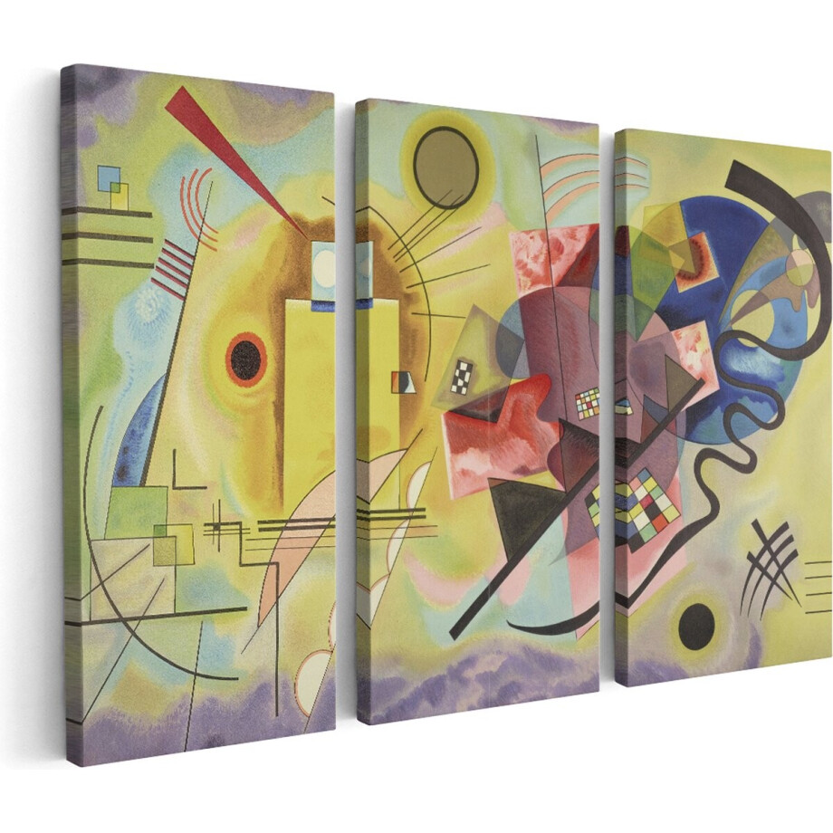 Artaza Canvas Schilderij Drieluik Geel, Rood, Blauw - Wassily Kandinksy - 60x40 - Klein - Foto Op Canvas - Canvas Print afbeelding 1