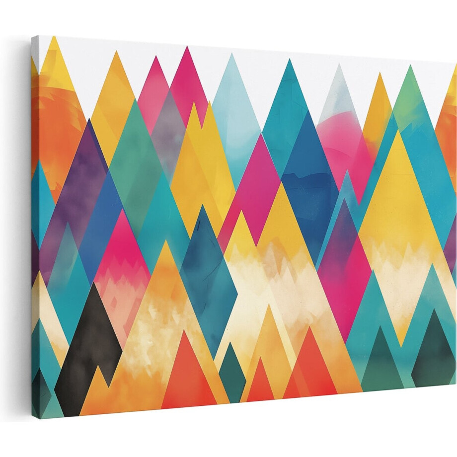 Artaza Canvas Schilderij Kleurrijke Driehoeken op een Witte Achtergrond - 90x60 cm - Wanddecoratie Woonkamer - Schilderijen - Muurdecoratie Artaza Canvas Schilderij Kleurrijke Driehoeken op een Witte Achtergrond - 90x60 cm - Wanddecoratie Woonkamer - Schilderijen - Muurdecoratie afbeelding 1