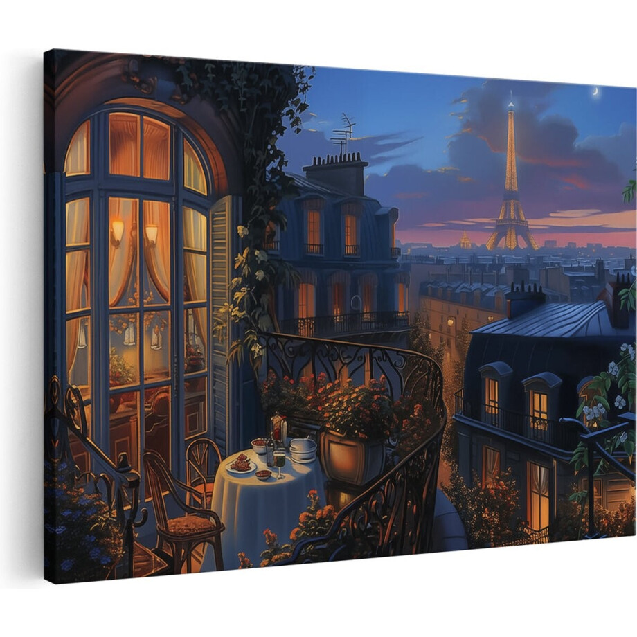 Artaza Canvas Schilderij Balkon met Uitzicht op de Eiffeltoren - 60x40 - Wanddecoratie - Foto Op Canvas - Canvas Print Artaza Canvas Schilderij Balkon met Uitzicht op de Eiffeltoren - 60x40 - Wanddecoratie - Foto Op Canvas - Canvas Print afbeelding 1