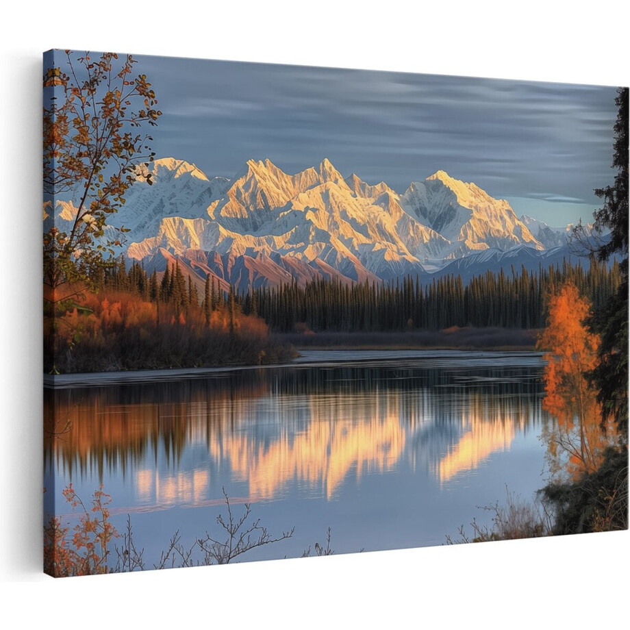 Artaza Canvas Schilderij Herfstlandschap - 30x20 cm - Klein - Wanddecoratie Bergen - Muurdecoratie Natuur - Kamer Accessoires afbeelding 1