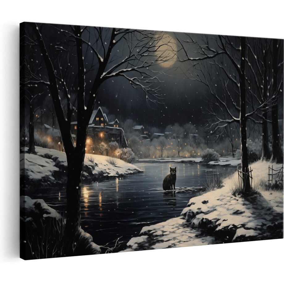 Artaza Canvas Schilderij Kat op het Water bij Volle Maan - 90x60 - Foto Op Canvas - Canvas Print - Muurdecoratie Artaza Canvas Schilderij Kat op het Water bij Volle Maan - 90x60 - Foto Op Canvas - Canvas Print - Muurdecoratie afbeelding 1