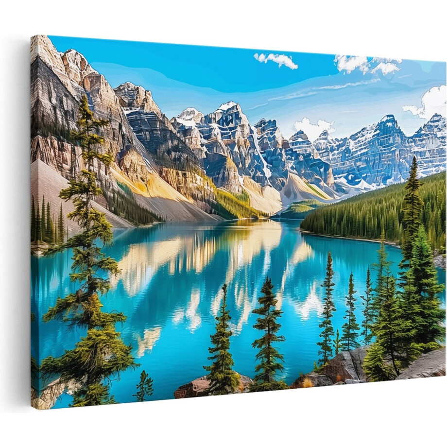 Artaza Canvas Schilderij Meer Omgeven door Bergen - Landschap - 30x20 cm - Klein - Wanddecoratie Woonkamer - Schilderijen - Muurdecoratie Artaza Canvas Schilderij Meer Omgeven door Bergen - Landschap - 30x20 cm - Klein - Wanddecoratie Woonkamer - Schilderijen - Muurdecoratie afbeelding 1