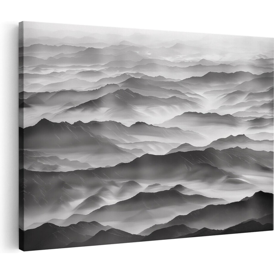 Artaza Canvas Schilderij Zwart Wit Beeld van Bergen - 60x40 cm - Wanddecoratie Woonkamer - Schilderijen - Muurdecoratie Artaza Canvas Schilderij Zwart Wit Beeld van Bergen - 60x40 cm - Wanddecoratie Woonkamer - Schilderijen - Muurdecoratie afbeelding 1