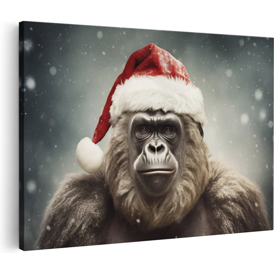 Artaza Canvas Schilderij Gorilla met een Kerstmuts - Kerstmis - 90x60 - Foto Op Canvas - Canvas Print - Muurdecoratie Artaza Canvas Schilderij Gorilla met een Kerstmuts - Kerstmis - 90x60 - Foto Op Canvas - Canvas Print - Muurdecoratie afbeelding 1