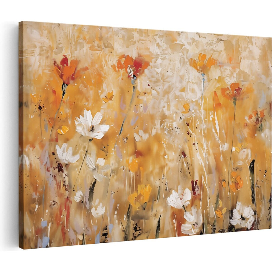 Artaza Canvas Schilderij Abstract Kunstwerk van Oranje en Witte Bloemen - Bloemen - 90x60 cm - Wanddecoratie Woonkamer - Schilderijen - Muurdecoratie Artaza Canvas Schilderij Abstract Kunstwerk van Oranje en Witte Bloemen - Bloemen - 90x60 cm - Wanddecoratie Woonkamer - Schilderijen - Muurdecoratie afbeelding 1