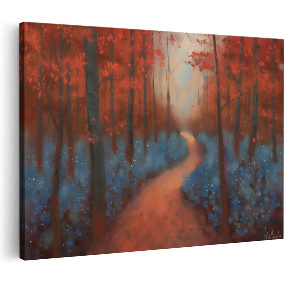 Artaza Canvas Schilderij Kunstwerk van een Pad in het Bos - 60x40 cm - Wanddecoratie Woonkamer - Schilderijen - Muurdecoratie afbeelding 1