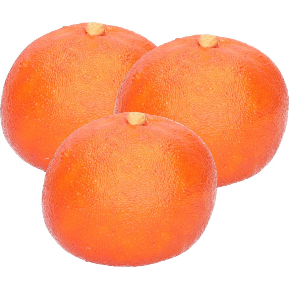 Esschert Design kunstfruit decofruit - 3x - mandarijn/mandarijnen - ongeveer 6 cm - oranje afbeelding 1