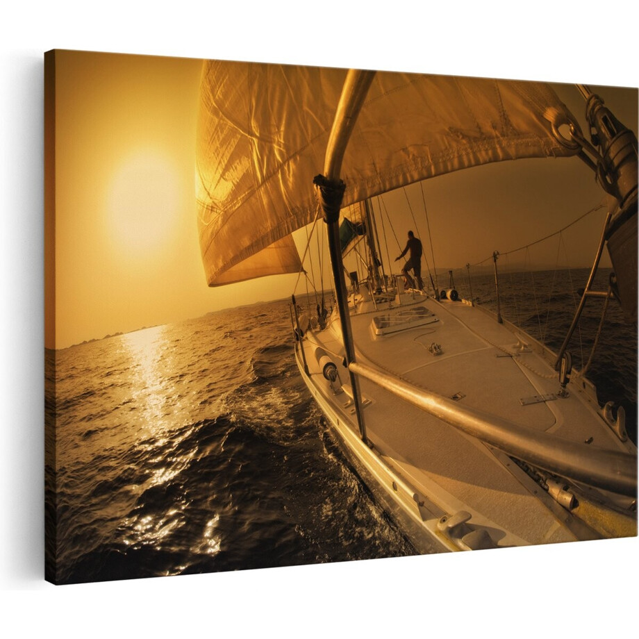 Artaza Canvas Schilderij Zonsondergang Zee - 30x20 cm - Klein - Wanddecoratie Zeilboot - Muurdecoratie Woonkamer - Kamer Accessoires Artaza Canvas Schilderij Zonsondergang Zee - 30x20 cm - Klein - Wanddecoratie Zeilboot - Muurdecoratie Woonkamer - Kamer Accessoires afbeelding 1