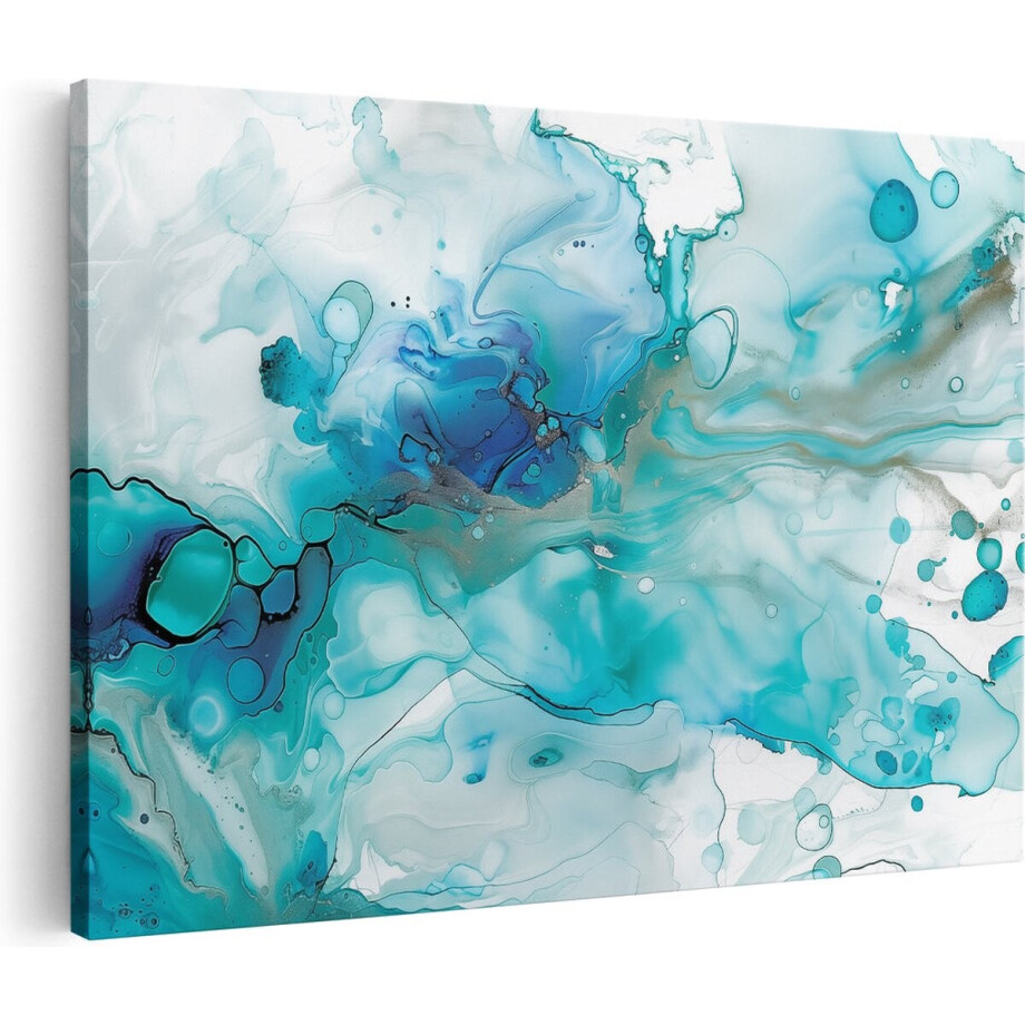 Artaza Canvas Schilderij Abstract Kunstwerk van Blauwe en Witte Vloeistoffen - 90x60 - Wanddecoratie - Foto Op Canvas - Canvas Print Artaza Canvas Schilderij Abstract Kunstwerk van Blauwe en Witte Vloeistoffen - 90x60 - Wanddecoratie - Foto Op Canvas - Canvas Print afbeelding 1