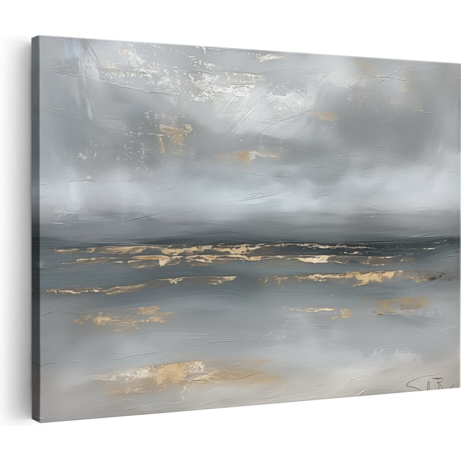 Artaza Canvas Schilderij Zee - 30x20 cm - Klein - Wanddecoratie Abstract - Muurdecoratie Strand - Kamer Accessoires Woonkamer afbeelding 1