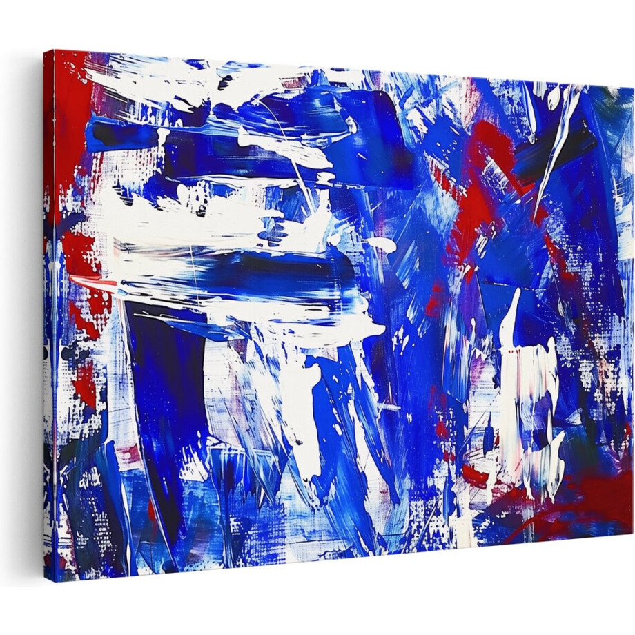 Artaza Canvas Schilderij Abstract Kunstwerk - Rood, Wit en Blauw - 60x40 - Wanddecoratie - Foto Op Canvas - Canvas Print Artaza Canvas Schilderij Abstract Kunstwerk - Rood, Wit en Blauw - 60x40 - Wanddecoratie - Foto Op Canvas - Canvas Print afbeelding 1