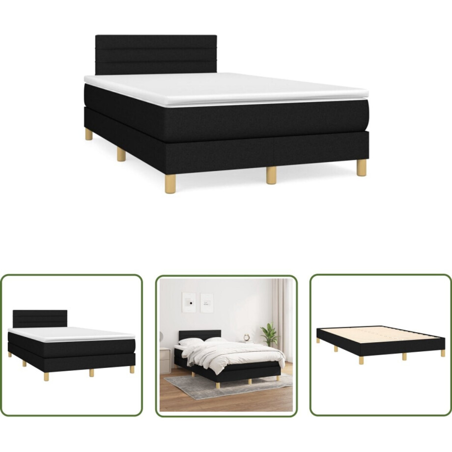 vidaXL Slaapcomfort - Boxspring - Boxspring met matras stof zwart 120x190 cm - Boxspringbed - Matras - Bedstek vidaXL Slaapcomfort - Boxspring - Boxspring met matras stof zwart 120x190 cm - Boxspringbed - Matras - Bedstek afbeelding 1