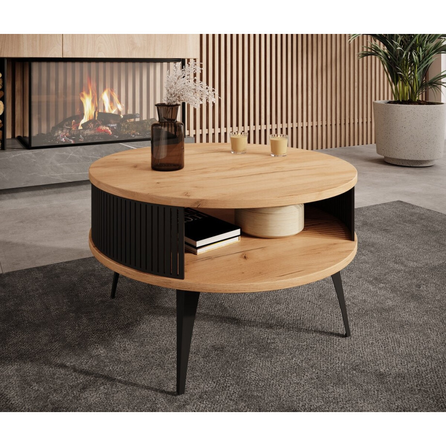 Meubella - Salontafel Roslyn - Eiken - 75 cm Meubella - Salontafel Roslyn - Eiken - 75 cm afbeelding 1