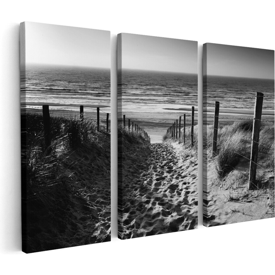 Artaza Canvas Schilderij Drieluik Voetpad in de Duinen met Strand en Zee - Zwart Wit - 90x60 - Foto Op Canvas - Canvas Print Artaza Canvas Schilderij Drieluik Voetpad in de Duinen met Strand en Zee - Zwart Wit - 90x60 - Foto Op Canvas - Canvas Print afbeelding 1