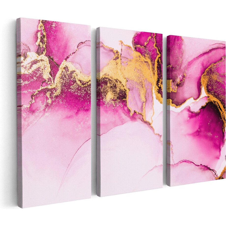 Artaza Canvas Schilderij Drieluik Abstracte Kunst - Roze Marmer - 90x60 - Foto Op Canvas - Canvas Print Artaza Canvas Schilderij Drieluik Abstracte Kunst - Roze Marmer - 90x60 - Foto Op Canvas - Canvas Print afbeelding 1