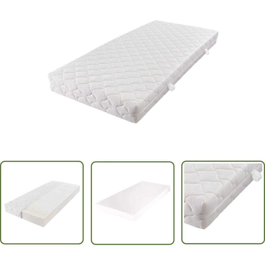 vidaXL Matras - Slaapcomfort - Matras met een wasbare hoes 200x160x17 cm H3 - Tweepersoonsbed - Antiallergisch Matras - Drukverlagende Matras afbeelding 1