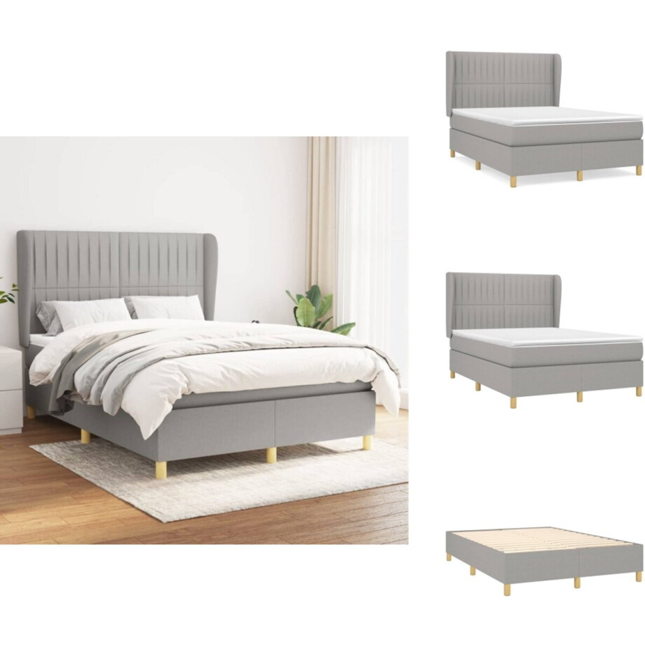 vidaXL Boxspring - Boxsprings - Bed - Slaapmeubel - Boxspring met matras stof lichtgrijs 140x190 cm vidaXL Boxspring - Boxsprings - Bed - Slaapmeubel - Boxspring met matras stof lichtgrijs 140x190 cm afbeelding 1