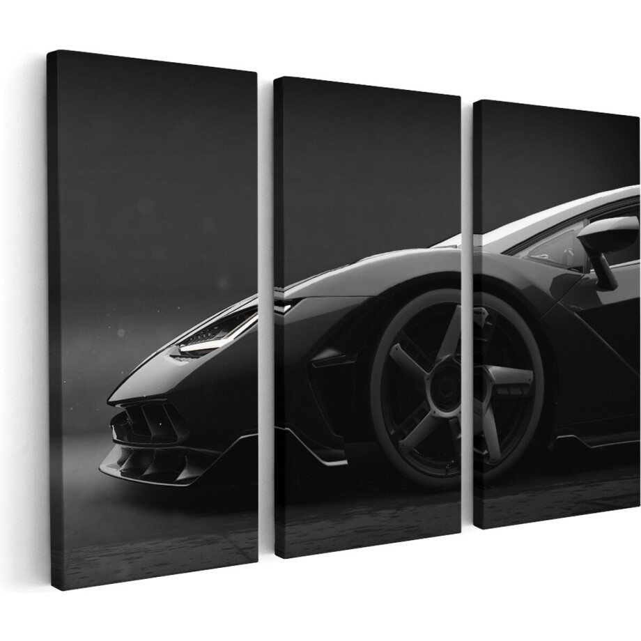 Artaza Canvas Schilderij Drieluik Zijaanzicht Zwarte Sportwagen Auto - 150x100 - Groot - Foto Op Canvas - Canvas Print Artaza Canvas Schilderij Drieluik Zijaanzicht Zwarte Sportwagen Auto - 150x100 - Groot - Foto Op Canvas - Canvas Print afbeelding 1