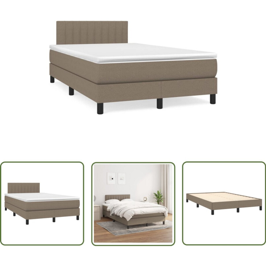 vidaXL Slaapcomfort - Boxspring - Boxspring met matras stof taupe 120x190 cm - Boxspringbed - Taupecleur - Tweepersoonsbed vidaXL Slaapcomfort - Boxspring - Boxspring met matras stof taupe 120x190 cm - Boxspringbed - Taupecleur - Tweepersoonsbed afbeelding 1