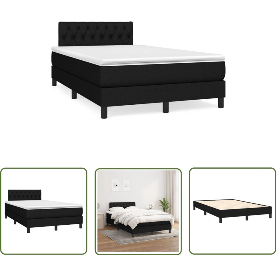 vidaXL Boxspringbed - Boxspring - Boxspring met matras stof zwart 120x190 cm - Slaapcomfort - Matras - Topmatras vidaXL Boxspringbed - Boxspring - Boxspring met matras stof zwart 120x190 cm - Slaapcomfort - Matras - Topmatras afbeelding 1