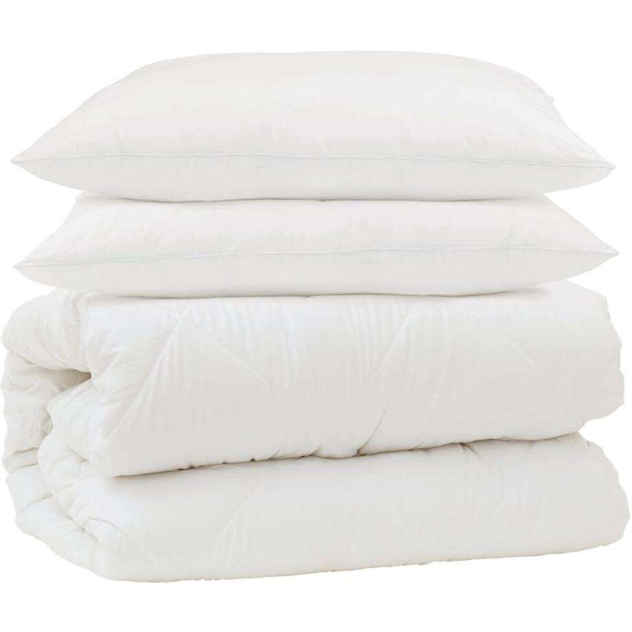 vidaXL - Deken - Set - met - kussen - 3 - st - Wit - Microvezel afbeelding 1