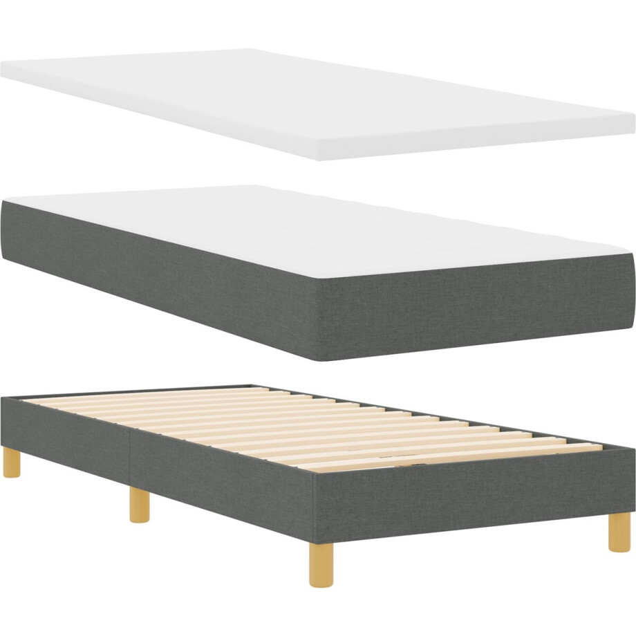 vidaXL - Boxspring - bed - met - hoofdeinde - Donkergrijs - 200 - x - 80 - cm - Stof afbeelding 1