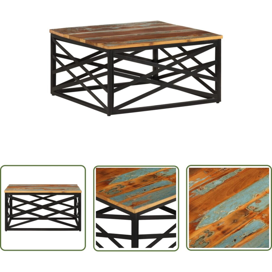 vidaXL Industrieel - Salontafel - Salontafel 68x68x35 cm massief gerecycled hout - Houten Salontafel - Recycled Wood Furniture - Vintage Style vidaXL Industrieel - Salontafel - Salontafel 68x68x35 cm massief gerecycled hout - Houten Salontafel - Recycled Wood Furniture - Vintage Style afbeelding 1