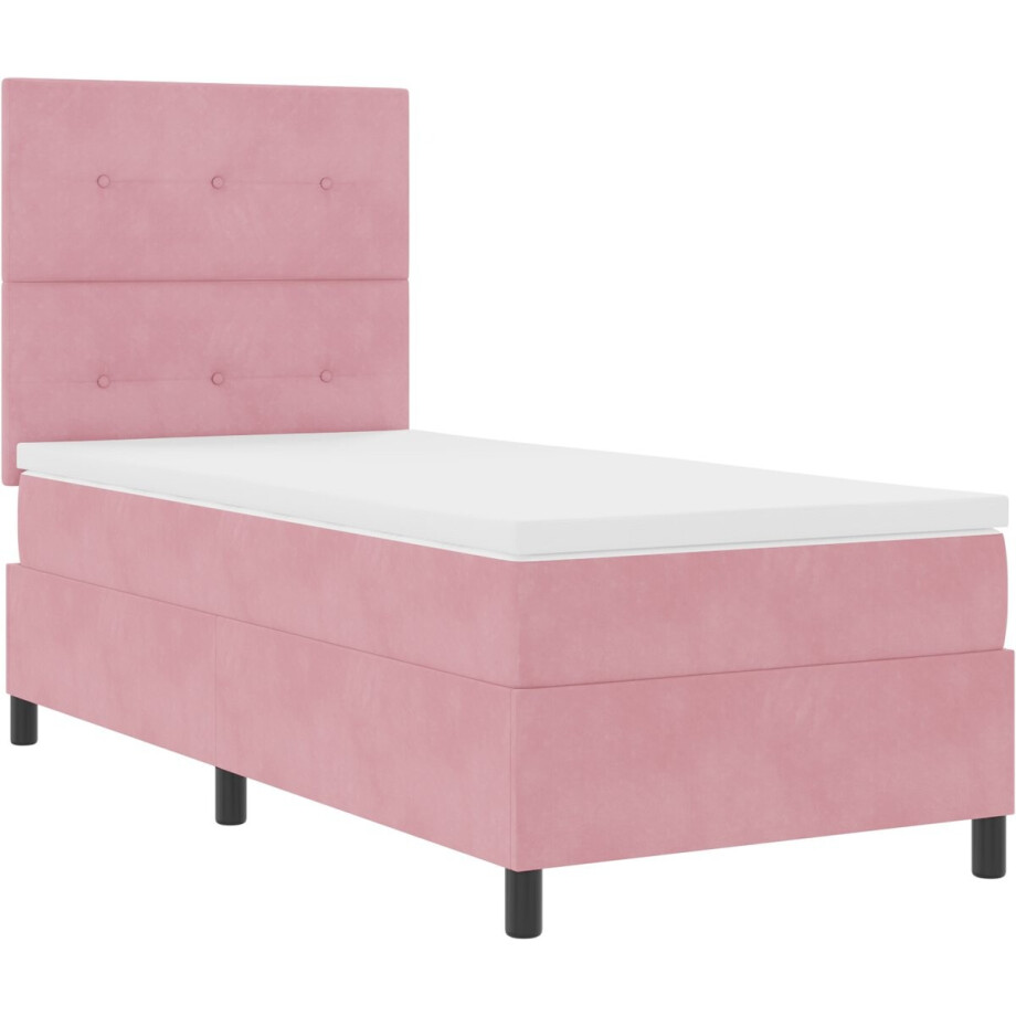 vidaXL - Boxspring - bed - met - hoofdeinde - Roze - 80 - x - 200 - cm - Fluweel afbeelding 1