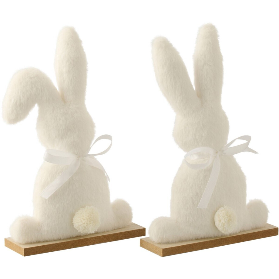 J-Line decoratie Konijn - polyester - wit - medium - set van 2 J-Line decoratie Konijn - polyester - wit - medium - set van 2 afbeelding 1