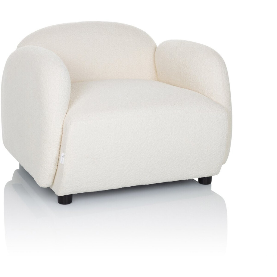Loungestoel / relaxfauteuil VERDUNA stof bouclé wit hjh LIVING afbeelding 1