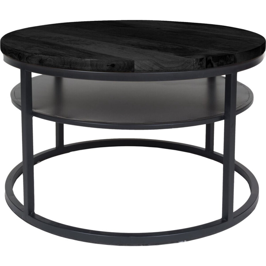 Salontafel Delhi Zwart Mangohout Rond 43 x ø70 cm Salontafel Delhi Zwart Mangohout Rond 43 x ø70 cm afbeelding 1