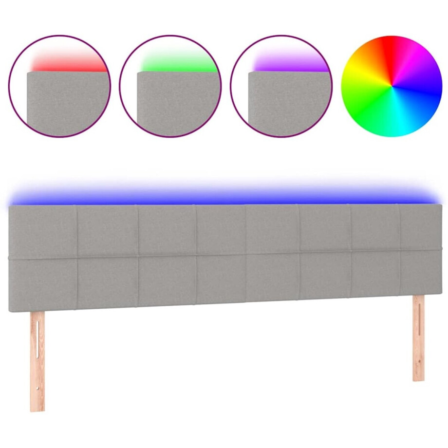 vidaXL - Hoofdbord - LED - 160x5x78/88 - cm - stof - lichtgrijs vidaXL - Hoofdbord - LED - 160x5x78/88 - cm - stof - lichtgrijs afbeelding 1
