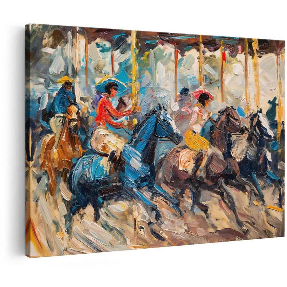 Artaza Canvas Schilderij Paarden - 150x100 cm - Groot - Wanddecoratie Olieverfschilderij - Muurdecoratie Paardenrace - Decoratie Impressionistisch Artaza Canvas Schilderij Paarden - 150x100 cm - Groot - Wanddecoratie Olieverfschilderij - Muurdecoratie Paardenrace - Decoratie Impressionistisch afbeelding 1