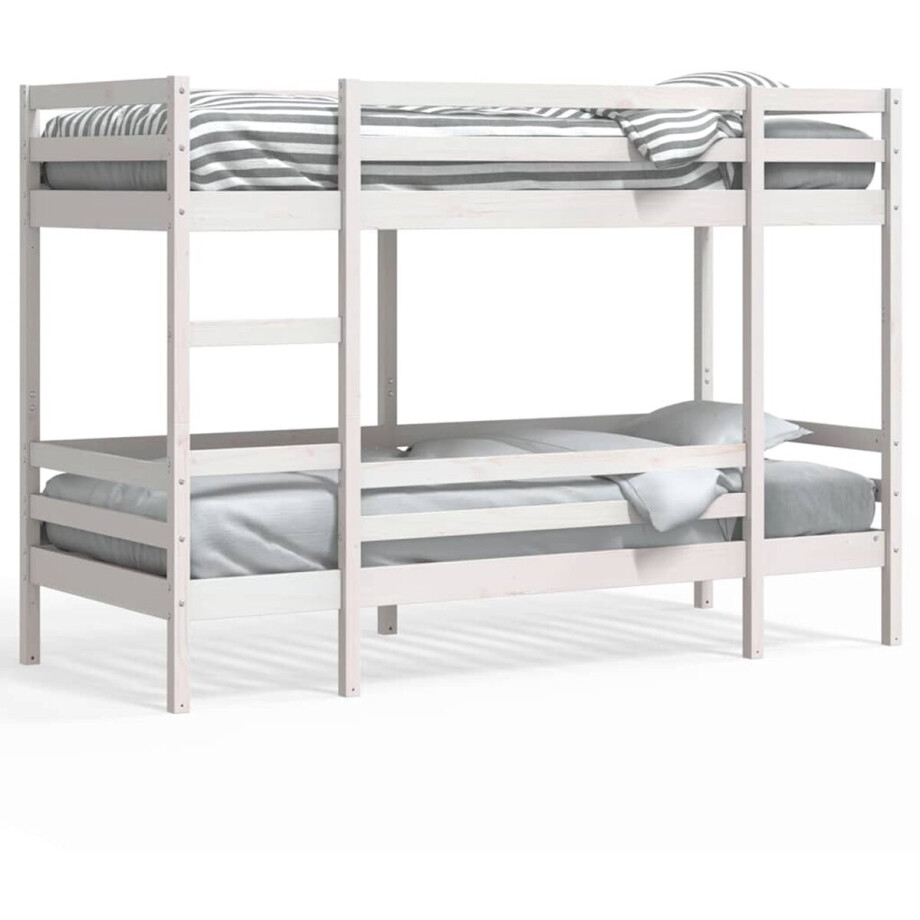 vidaXL - Stapelbed - 90x190 - cm - massief - grenenhout - wit afbeelding 1