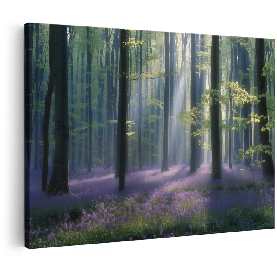 Artaza Canvas Schilderij Paars Bos met Zonlicht door de Bomen - Landschap - 180x120 cm - Groot - Wanddecoratie Woonkamer - Schilderijen - Muurdecoratie Artaza Canvas Schilderij Paars Bos met Zonlicht door de Bomen - Landschap - 180x120 cm - Groot - Wanddecoratie Woonkamer - Schilderijen - Muurdecoratie afbeelding 1