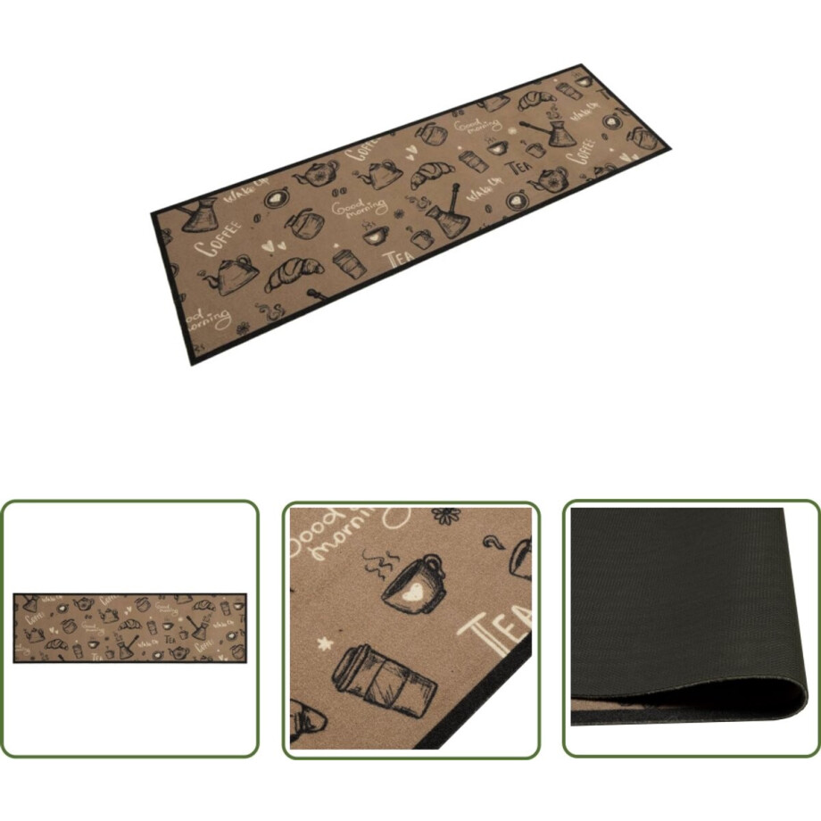 vidaXL Vloerkleden - Keukenmat - Keukenmat wasbaar ochtendprint 45x150 cm fluweel bruin - Anti-slip Mat - Keukenvloer - Brown Kitchen Rug vidaXL Vloerkleden - Keukenmat - Keukenmat wasbaar ochtendprint 45x150 cm fluweel bruin - Anti-slip Mat - Keukenvloer - Brown Kitchen Rug afbeelding 1