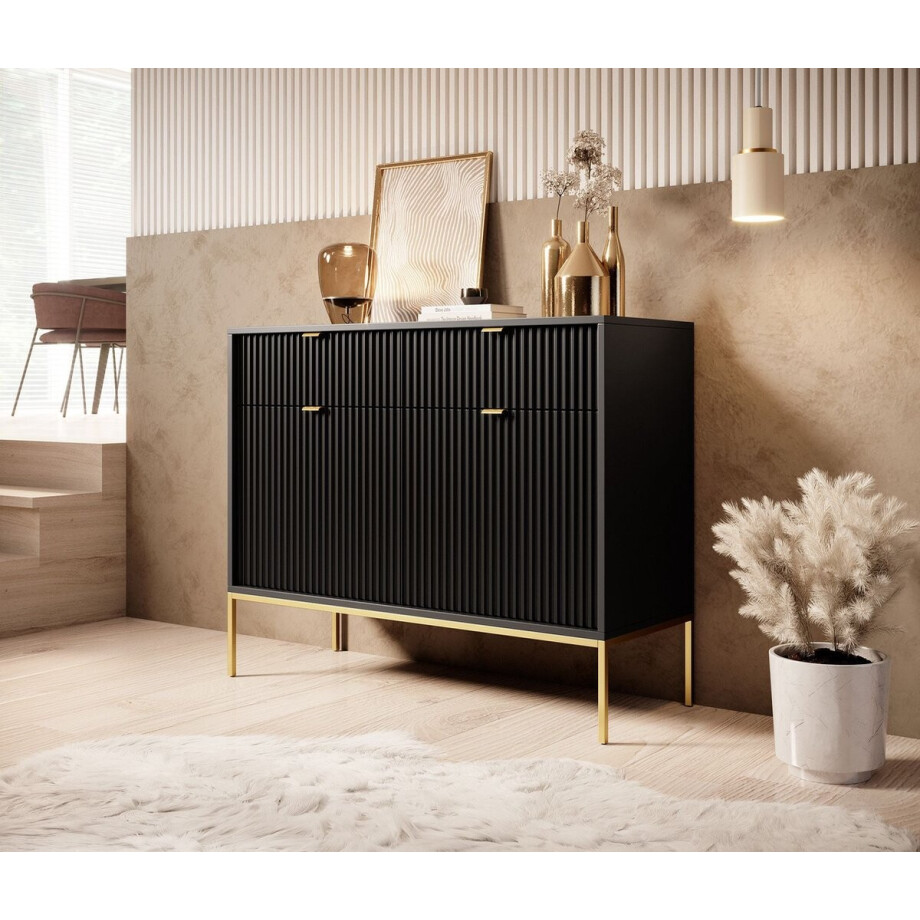 Meubella - Dressoir Navil 2 - Zwart - 104 cm afbeelding 1