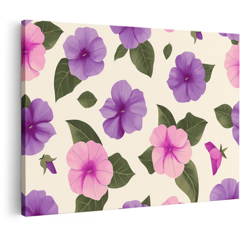 Artaza Canvas Schilderij Bloemen - 180x120 cm - Groot - Wanddecoratie Roze - Muurdecoratie Paars - Decoratie Woonkamer - Schilderijen Op Canvas afbeelding 1