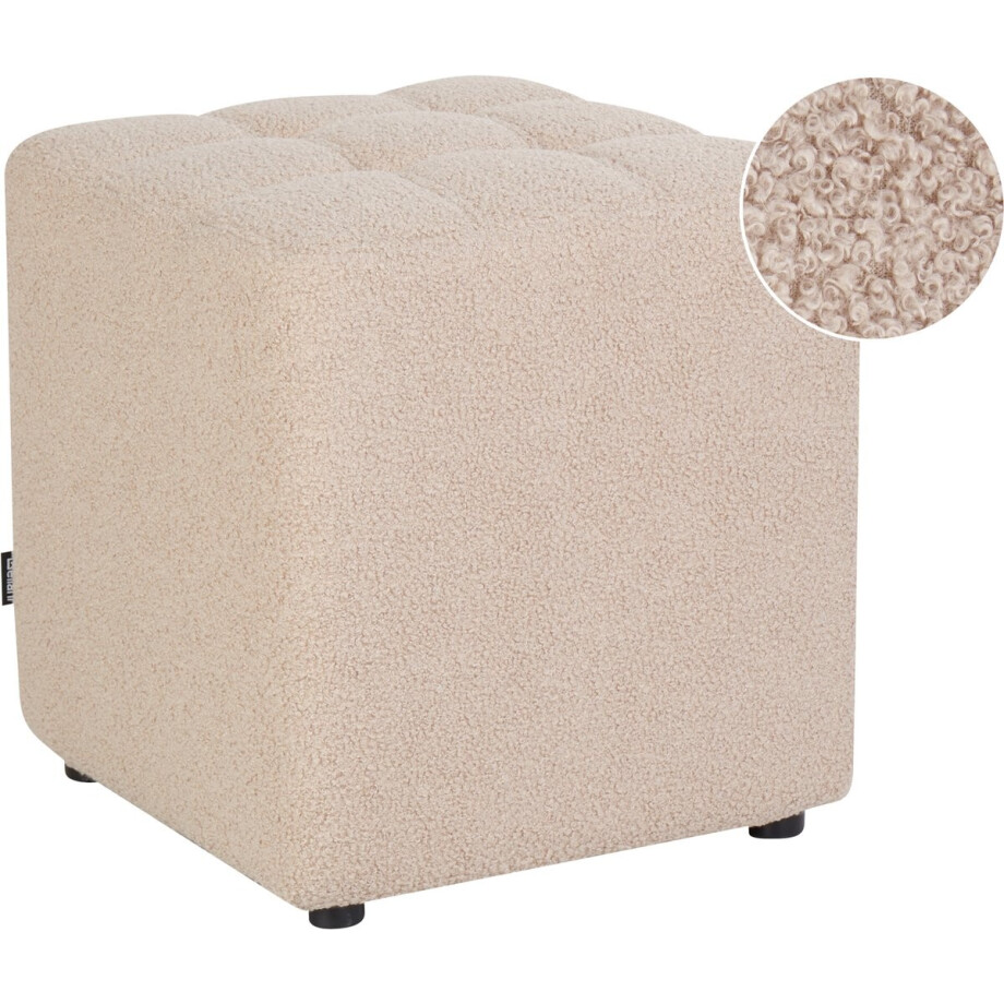 BELIANI KANSAS - Voetenbank - Beige - 38 cm - Bouclé BELIANI KANSAS - Voetenbank - Beige - 38 cm - Bouclé afbeelding 1