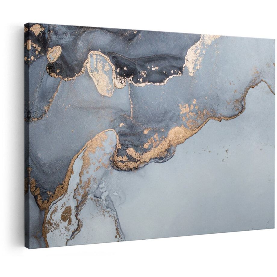 Artaza Canvas Schilderij Abstracte Kunst Grijs Marmer - 180x120 cm - Groot - Foto Op Canvas - Wanddecoratie Woonkamer afbeelding 1