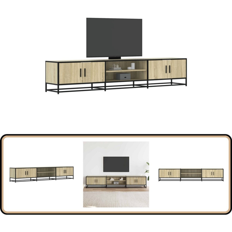 vidaXL Tv-meubel - 210x35x41 cm - Sonoma eiken kleur Tv-meubel - Tv-meubelen - Tv Kast - Opbergkast vidaXL Tv-meubel - 210x35x41 cm - Sonoma eiken kleur Tv-meubel - Tv-meubelen - Tv Kast - Opbergkast afbeelding 1