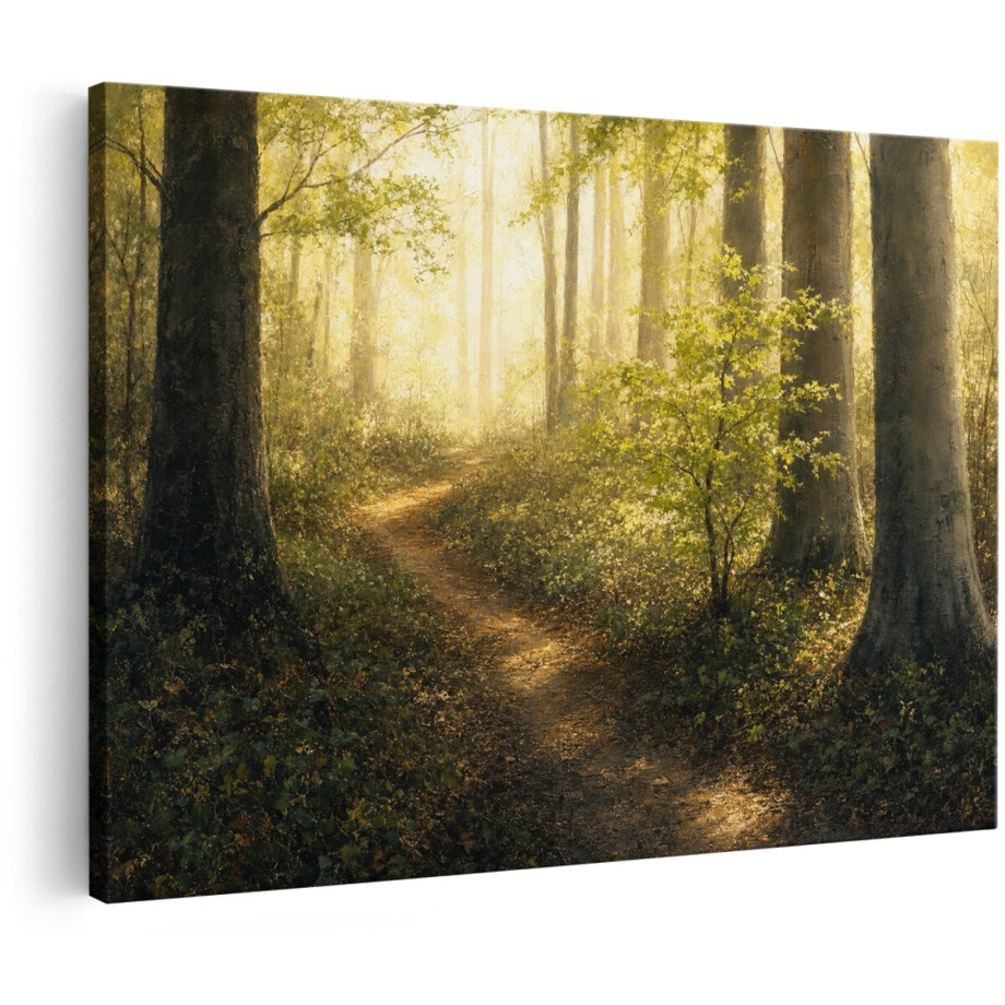 Artaza Canvas Schilderij Bos - Bospad - Zonlicht in de Natuur - 60x40 cm - Wanddecoratie Woonkamer - Schilderijen - Muurdecoratie Artaza Canvas Schilderij Bos - Bospad - Zonlicht in de Natuur - 60x40 cm - Wanddecoratie Woonkamer - Schilderijen - Muurdecoratie afbeelding 1