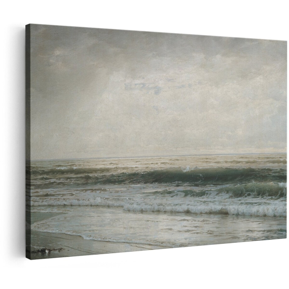 Artaza Canvas Schilderij Zee - 150x100 cm - Groot - Wanddecoratie Strand - Muurdecoratie Landschap - Decoratie Golven - Schilderijen Op Canvas afbeelding 1