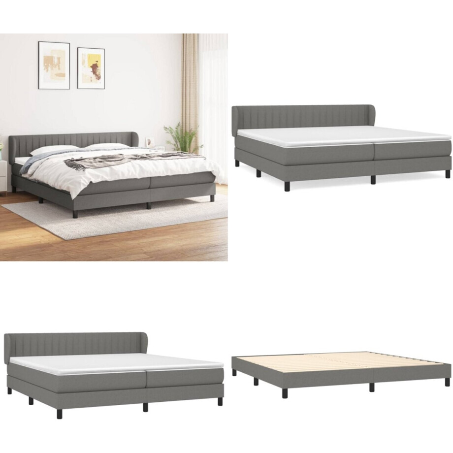 vidaXL Boxspring met matras stof donkergrijs 200x200 cm - Boxspring - Boxsprings - Bed - Slaapmeubel vidaXL Boxspring met matras stof donkergrijs 200x200 cm - Boxspring - Boxsprings - Bed - Slaapmeubel afbeelding 1
