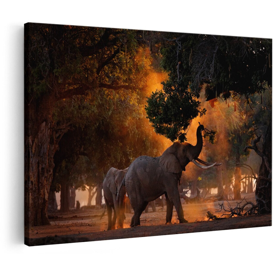 Artaza Canvas Schilderij Twee Olifanten In Het Bos - 150x100 cm - Groot - Foto Op Canvas - Wanddecoratie Woonkamer Artaza Canvas Schilderij Twee Olifanten In Het Bos - 150x100 cm - Groot - Foto Op Canvas - Wanddecoratie Woonkamer afbeelding 1