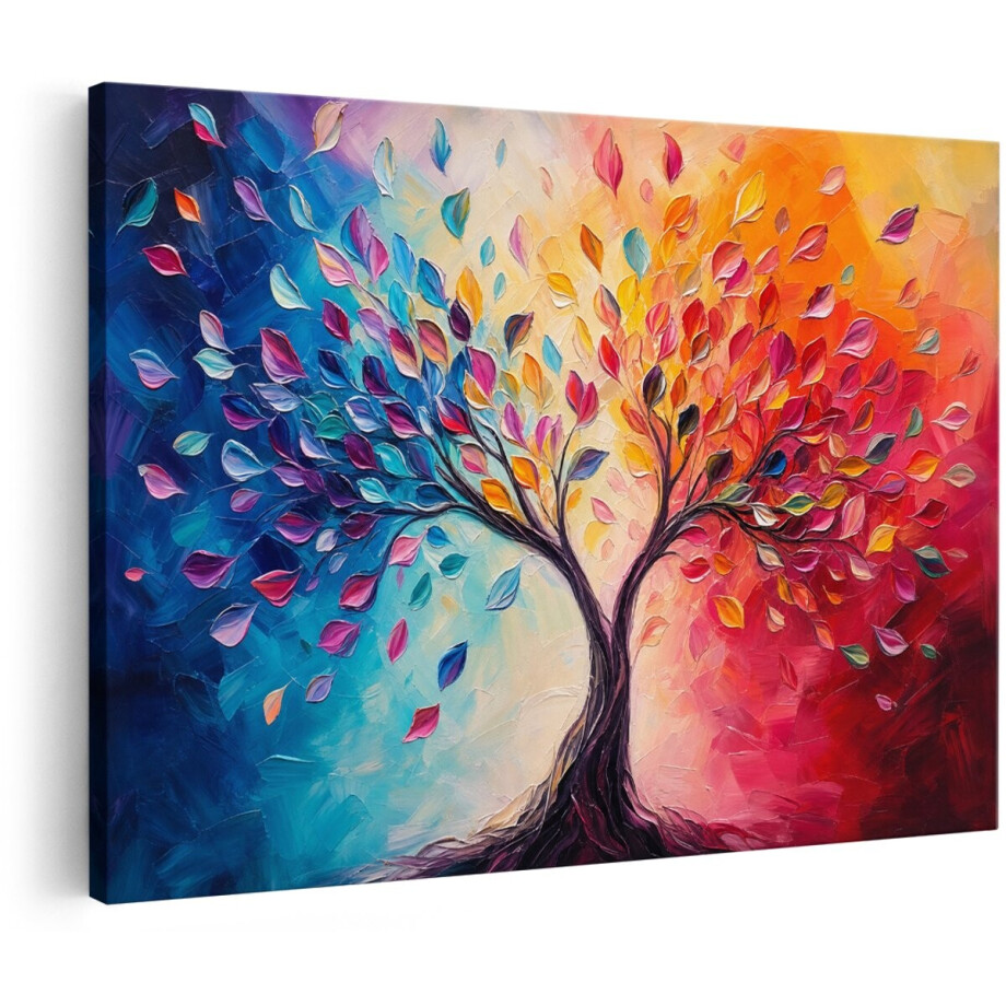 Artaza Canvas Schilderij Kleurrijke Levensboom - Abstract Kunstwerk - 120x80 cm - Groot - Wanddecoratie Woonkamer - Schilderijen - Muurdecoratie Artaza Canvas Schilderij Kleurrijke Levensboom - Abstract Kunstwerk - 120x80 cm - Groot - Wanddecoratie Woonkamer - Schilderijen - Muurdecoratie afbeelding 1