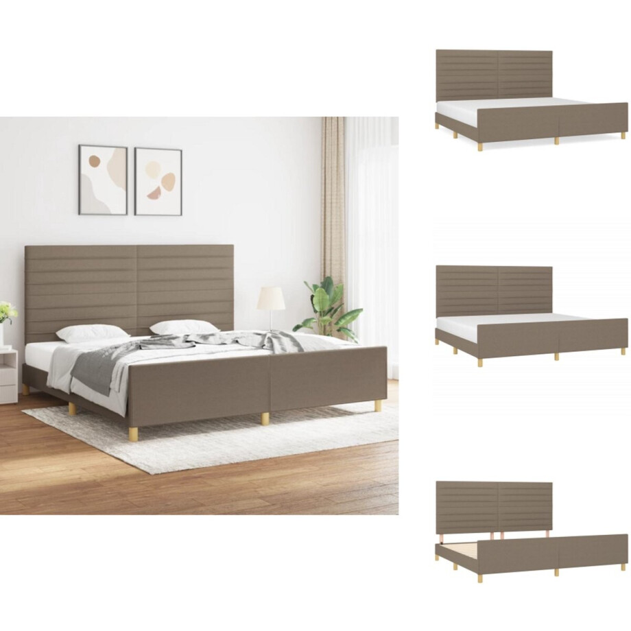 vidaXL Bedframe Met Hoofdeinde - Bedframes Met Hoofdeindes - Bed - Slaapmeubel - Bedframe zonder matras stof taupe 200x200 cm vidaXL Bedframe Met Hoofdeinde - Bedframes Met Hoofdeindes - Bed - Slaapmeubel - Bedframe zonder matras stof taupe 200x200 cm afbeelding 1