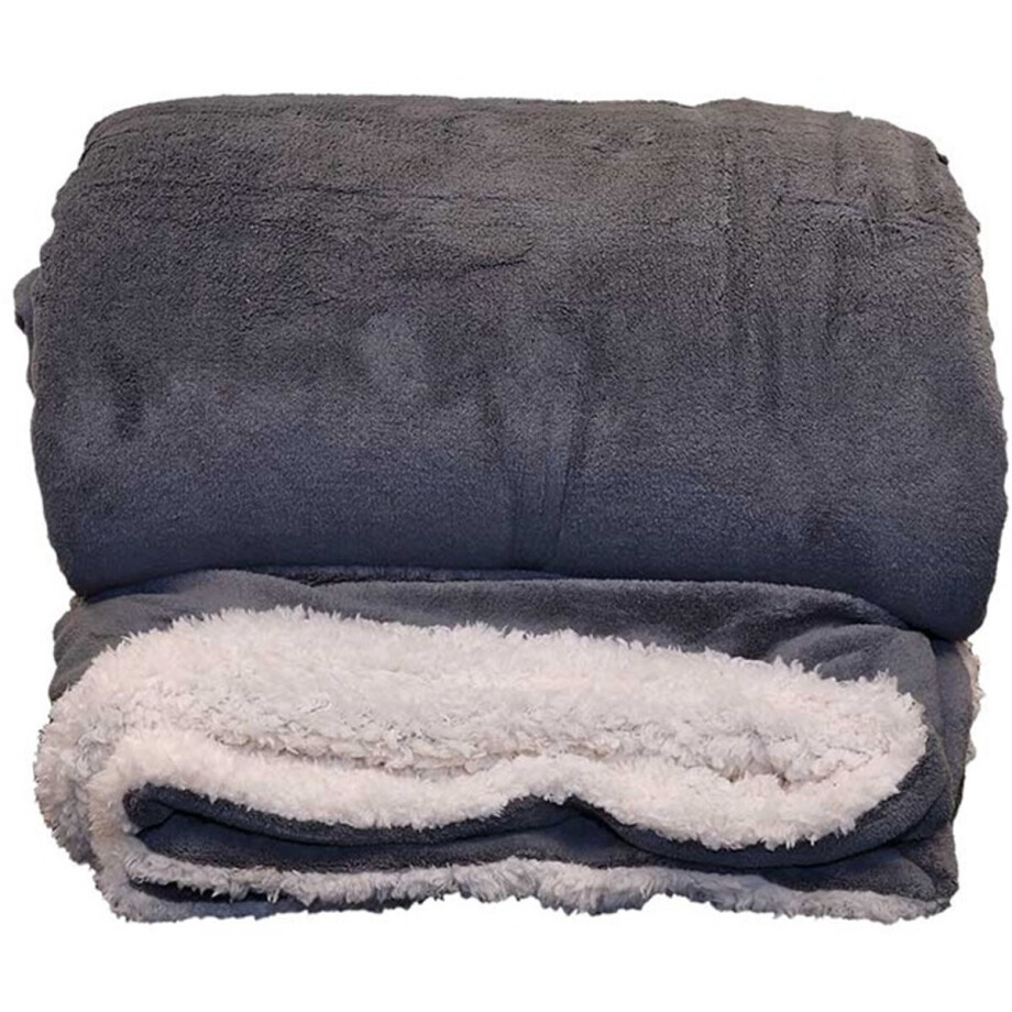 Unique Living - Plaid - Fleece Deken - Lars XL - 220x240cm - Antraciet Unique Living - Plaid - Fleece Deken - Lars XL - 220x240cm - Antraciet afbeelding 1