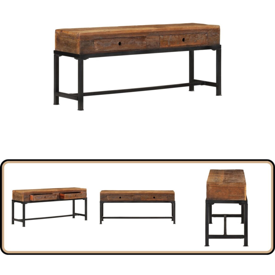 vidaXL Tv-meubel - 110x30x46 cm - Massief gerecycled hout Tv-meubel - Houten Tv-meubel - Tv Kast - Meubels - Woonkamer Meubilair vidaXL Tv-meubel - 110x30x46 cm - Massief gerecycled hout Tv-meubel - Houten Tv-meubel - Tv Kast - Meubels - Woonkamer Meubilair afbeelding 1