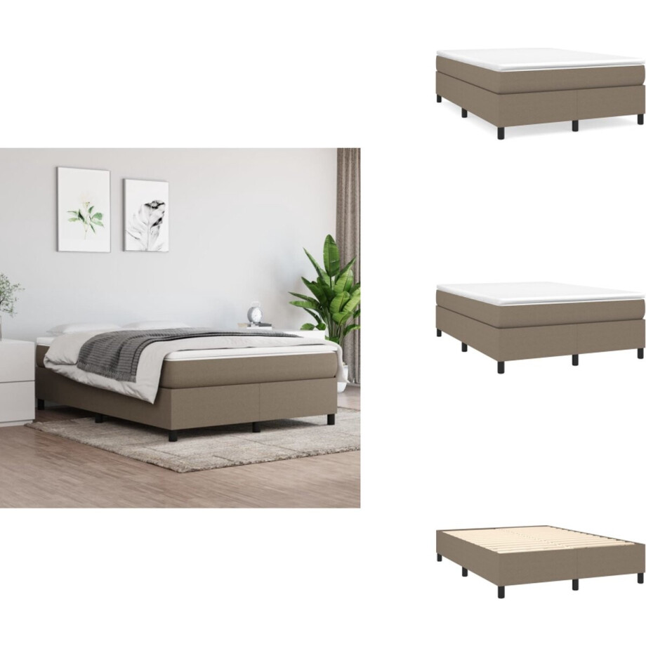 vidaXL Bedframe - Bedframe - Bed - Slaapmeubel - Bedframe zonder matras stof taupe 140x200 cm afbeelding 1